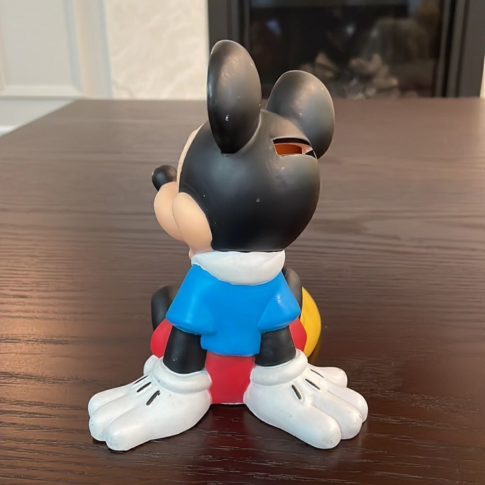 Mickey Mouse Coin Bank, Vintage Mickey Piggy Bank, Walt Disney Plastic Coin Bank - Picture 4 of 5